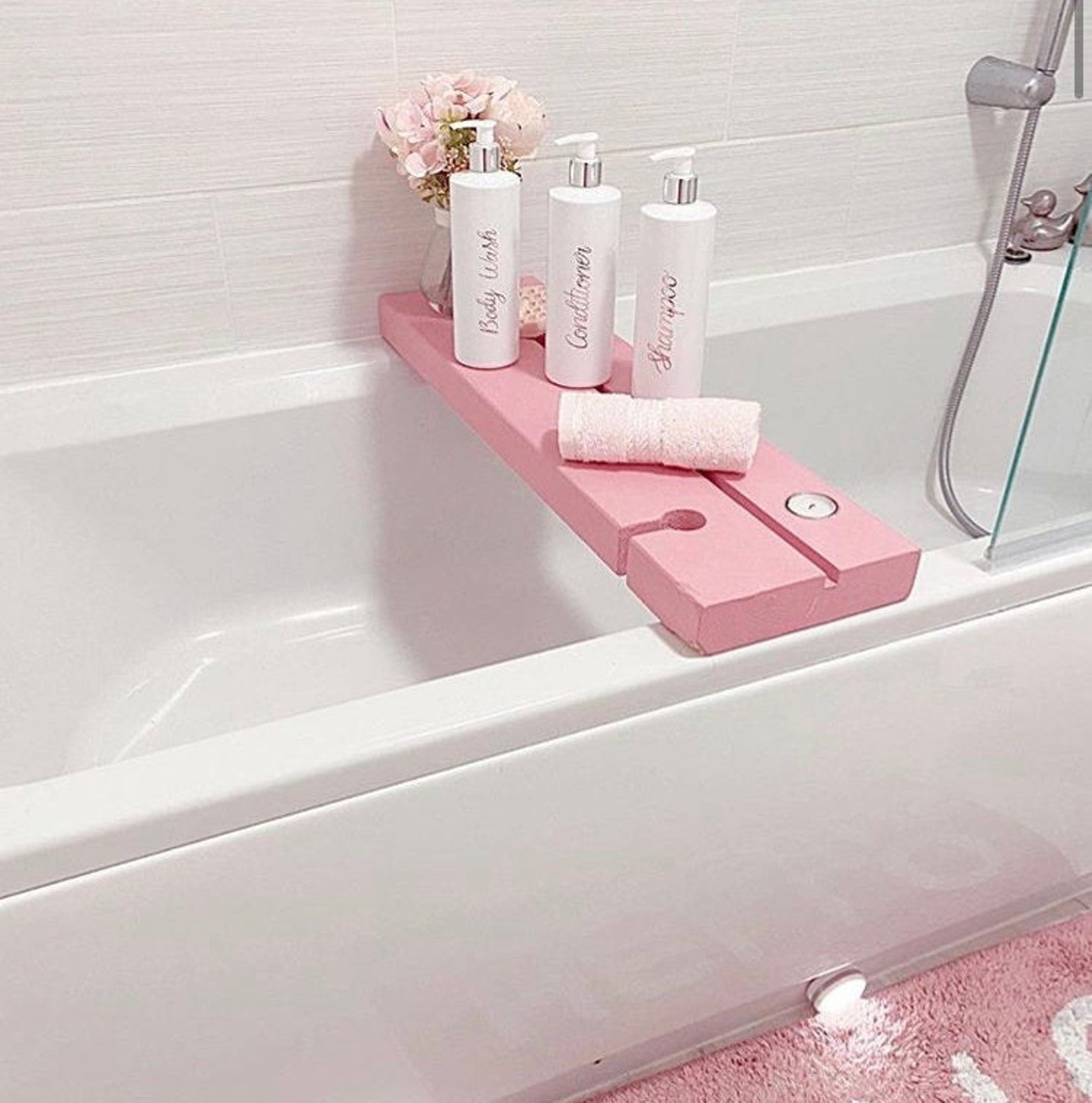 Dusky Pink Bath board Pink Decor Bath RackBath Shelf Etsy