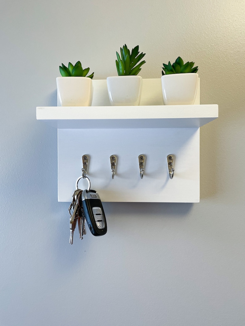 White Key Hook With Shelf Key Holder Handmade Key Etsy UK