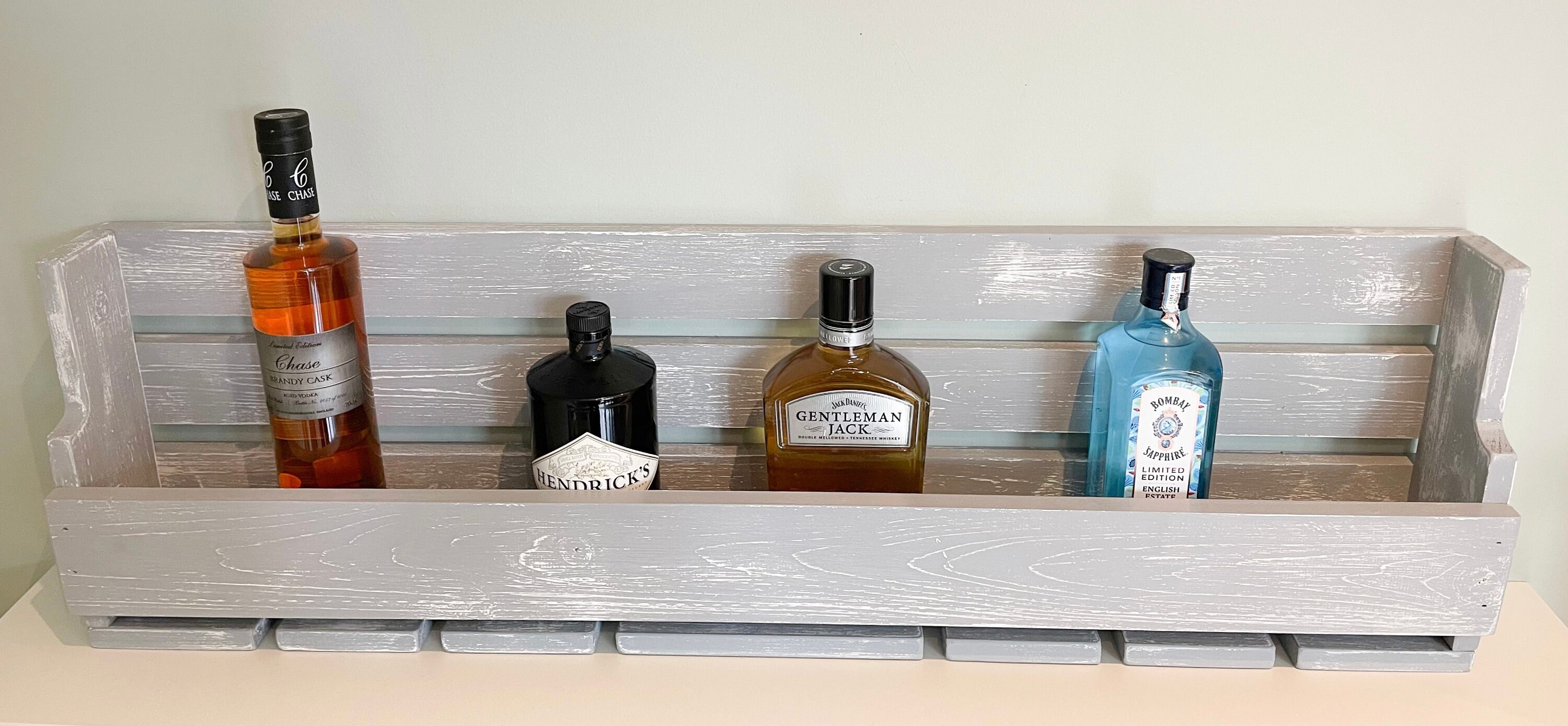 Distressed Grey Home Bar Gin Rack Wine & Gin Glass Holder Etsy