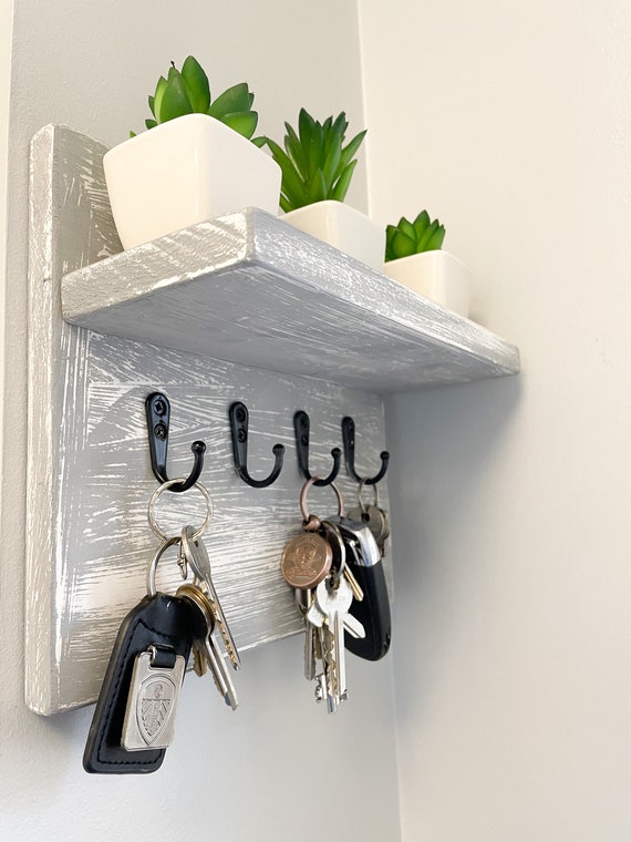 Distressed Grey Key Hook With Shelf, Key Holder, Handmade Gift, Custom Made, Key Organiser, Neutral Home Decor, Gift Idea, Christmas Gift - Etsy Distressed Grey Key Hook With Shelf, Key Holder, Handmade Gift, Custom Made, Key Organiser, Neutral Home Decor, Gift Idea, Christmas Gift - Etsy