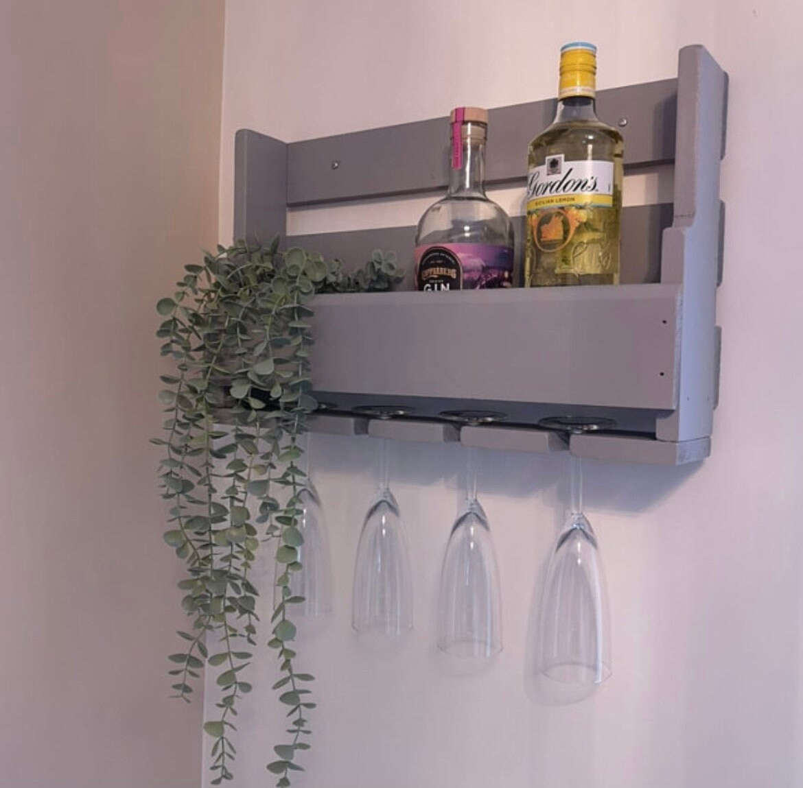 Grey Home Bar Gin Rack Wine & Gin Glass Holder Drinks Rack Etsy UK