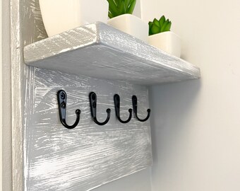 Distressed Grey Key Hook With Shelf, Key Holder, Handmade Gift, Custom Made, Key Organiser, Neutral Home Decor, Gift Idea, Christmas Gift - Etsy Distressed Grey Key Hook With Shelf, Key Holder, Handmade Gift, Custom Made, Key Organiser, Neutral Home Decor, Gift Idea, Christmas Gift - Etsy