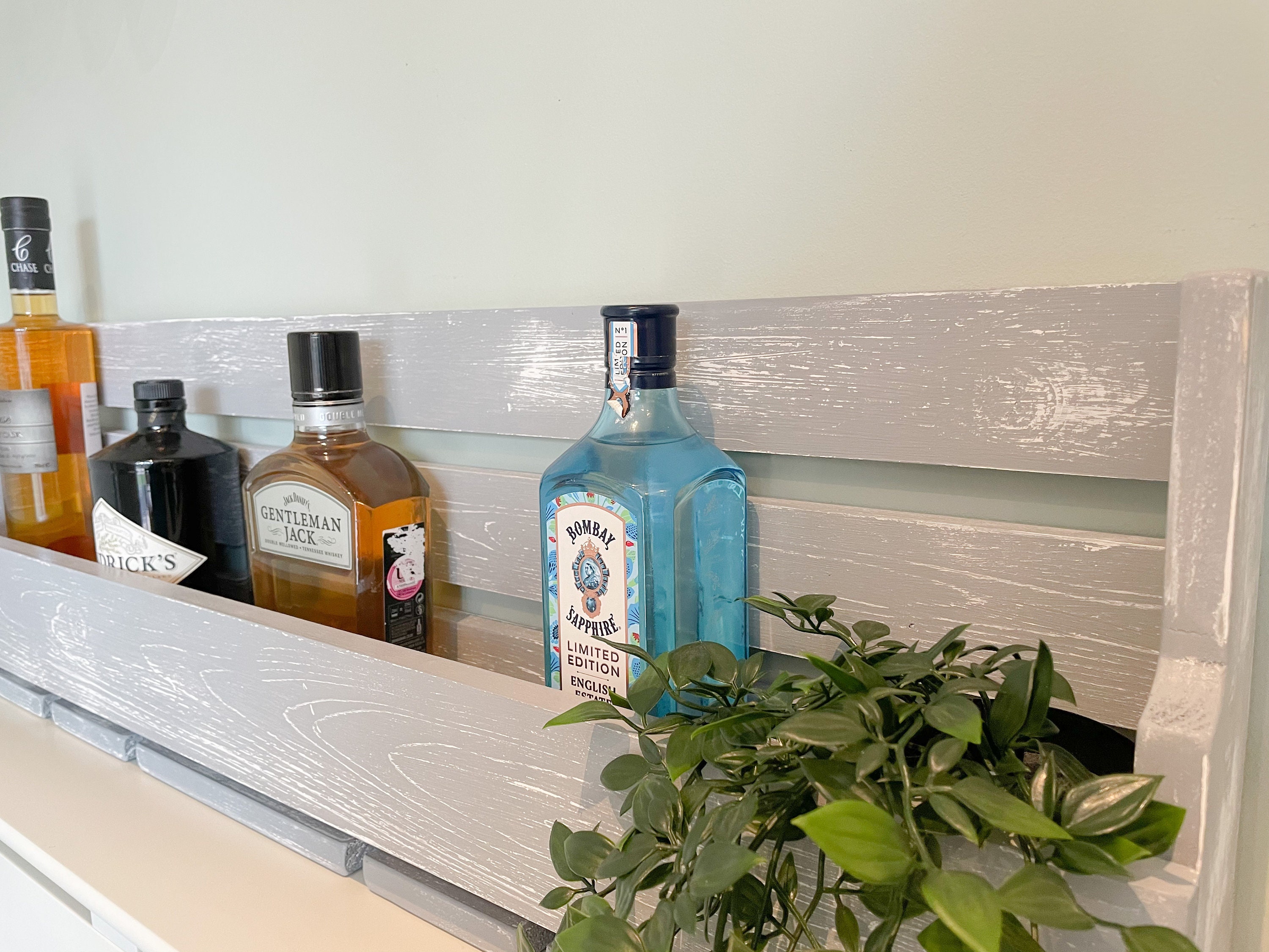 Distressed Grey Home Bar Gin Rack Wine & Gin Glass Holder Etsy