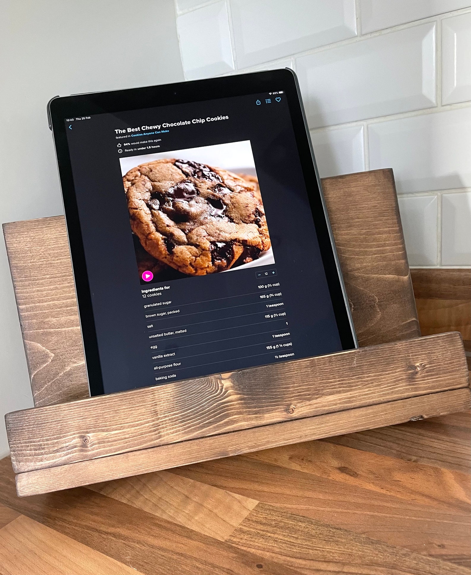 Rustic Wooden Recipe Cookbook Stand iPad/Tablet Holder Etsy