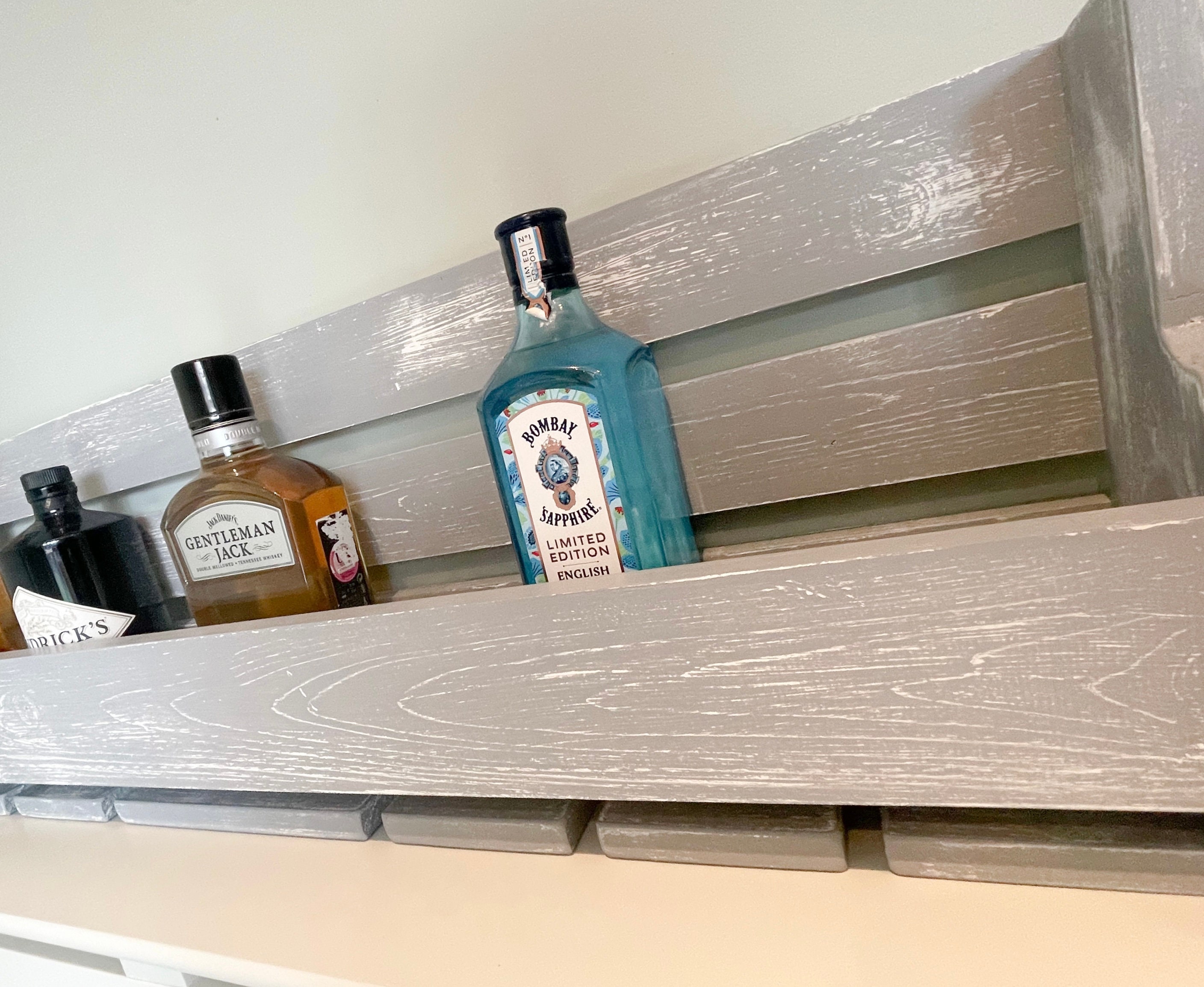 Distressed Grey Home Bar Gin Rack Wine & Gin Glass Holder Etsy