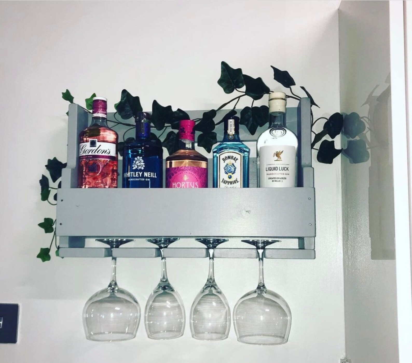 Grey Home Bar Gin Rack Wine & Gin Glass Holder Drinks Rack Etsy UK