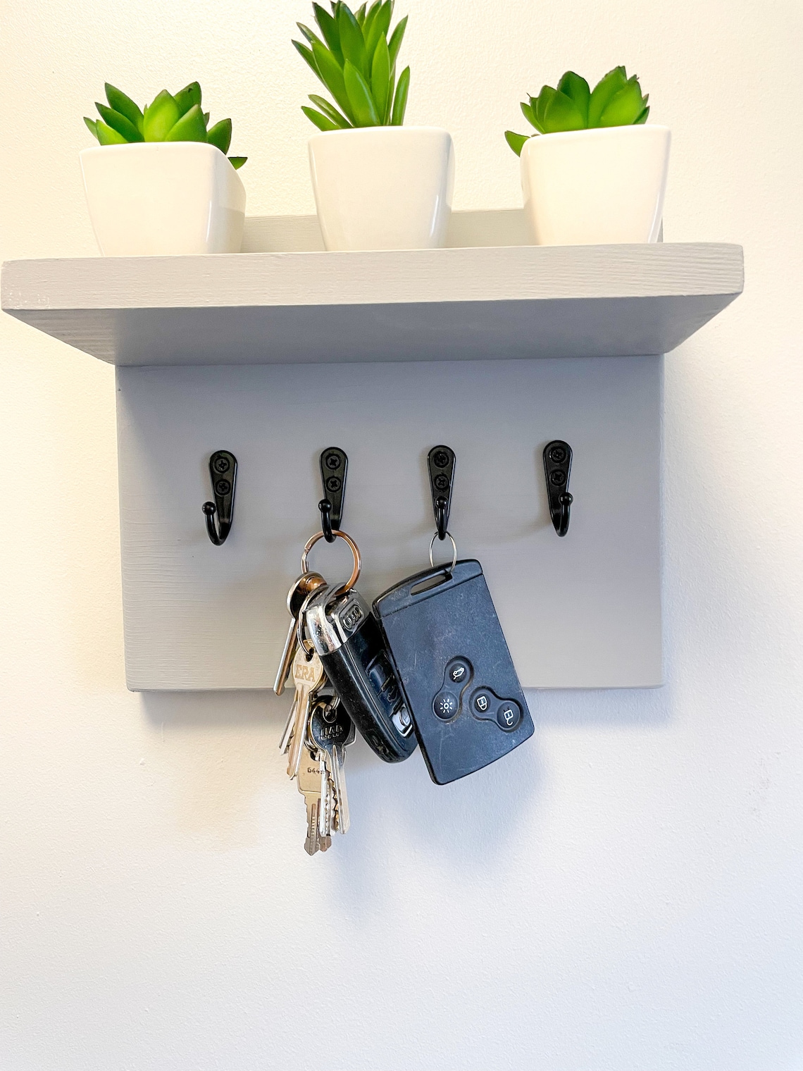 Grey Key Hook With Shelf Key Holder Handmade Key Organiser Etsy UK