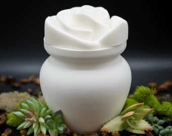 White Bio Cremation Urn | Rose Lid, Eco-Friendly