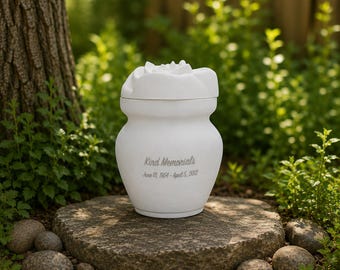 Biodegradable White Cremation Urn | Elegant Memorial for Human Ashes | Home Display or Green Burial