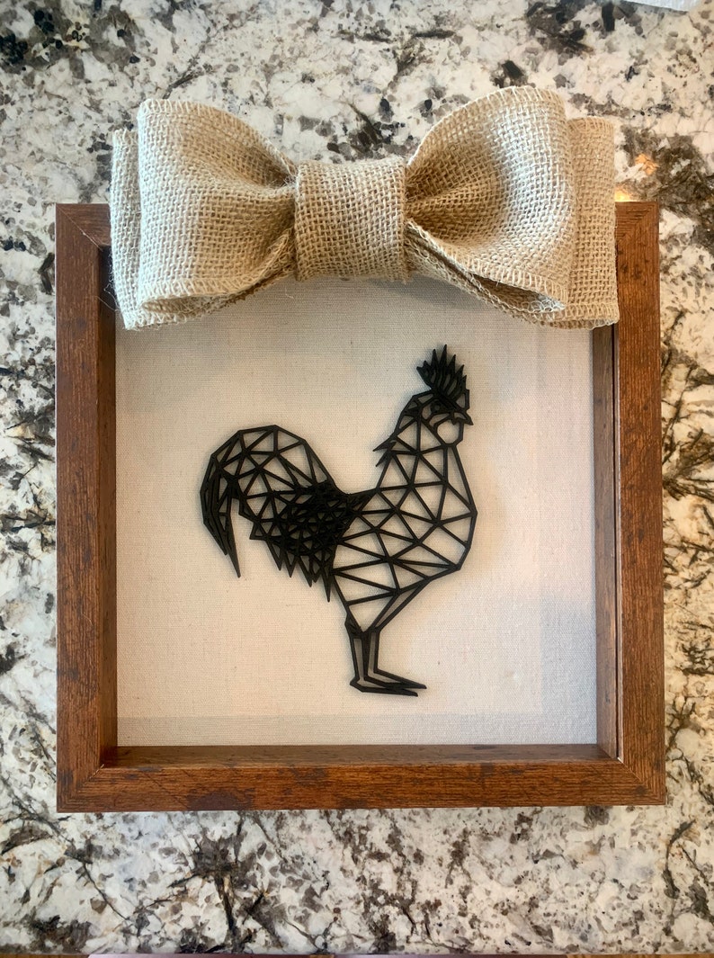 Geometric Rooster Chicken Art / 3D Printed / Farmhouse / | Etsy
