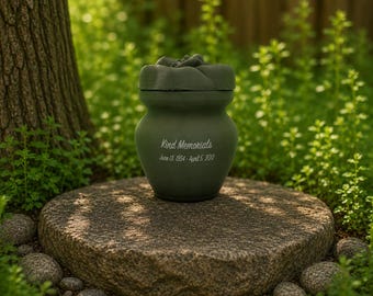 Forest Green Bio Cremation Urn | Rose Lid | Eco-Friendly Burial