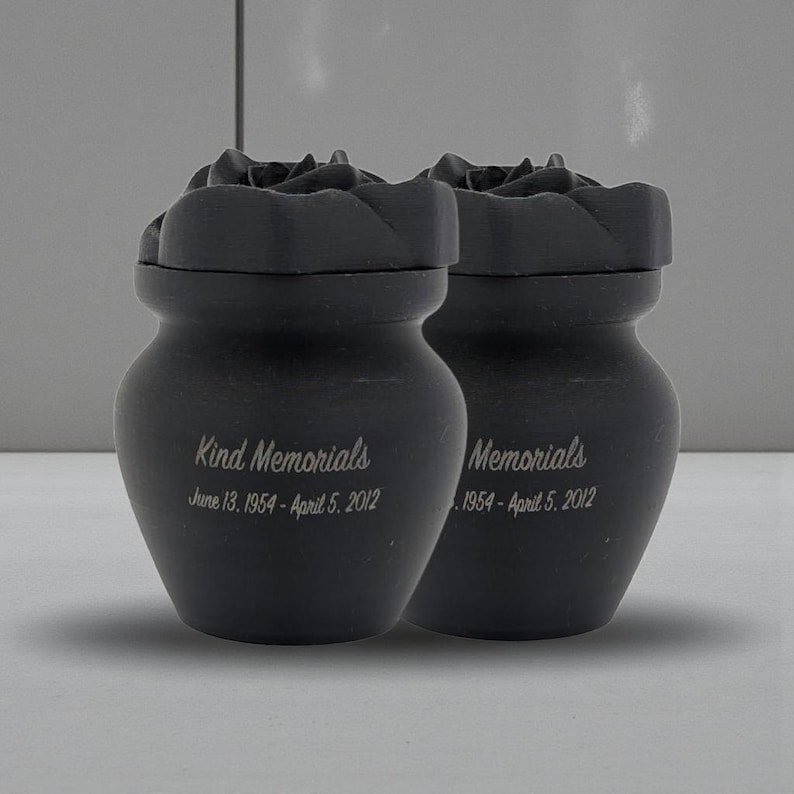 Black Bio Cremation Urn | Rose Lid | Eco-Friendly Burial image 2
