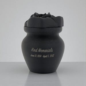 Black Bio Cremation Urn | Rose Lid | Eco-Friendly Burial image 1