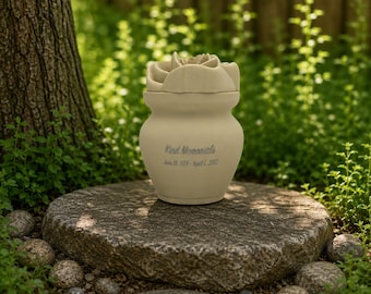 Cream Biodegradable Cremation Urn | Minimalist Memorial for Ashes | Home Display or Eco Friendly Burial