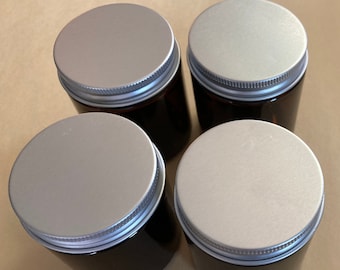 4 oz amber jars with lids set of 8