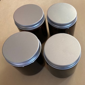 4 oz amber jars with lids set of 6