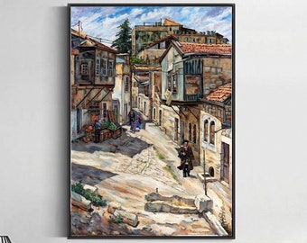 Jerusalem Alley Canvas Print: Judaic Realism, Israel Art