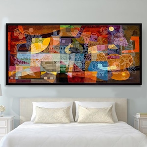JERUSALEM Abstract /Colorful /Judaica Wall Art/ Jewish Modern Art/ Contemporary art/Canvas Prints/Jerusalem Prints/Israel Artist