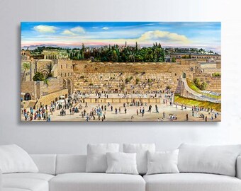 Canvas Western Wall Art, Kotel Jerusalem Print, Jewish Art, Israel Landscape, Judaica Gift