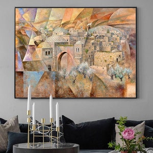 Jerusalem/Judaica Wall Art/Jewish Modern Art/Contemporary art/Canvas Prints/Jerusalem Prints/Israel Artist image 1