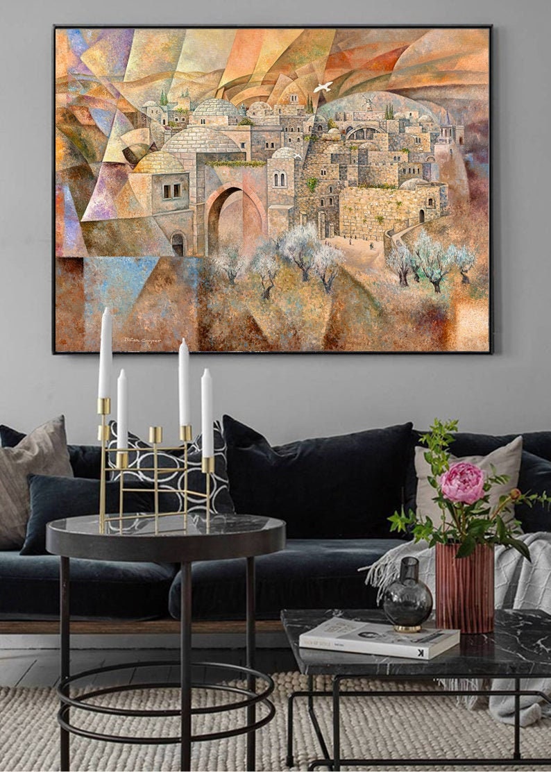 Jerusalem/Judaica Wall Art/Jewish Modern Art/Contemporary art/Canvas Prints/Jerusalem Prints/Israel Artist image 1