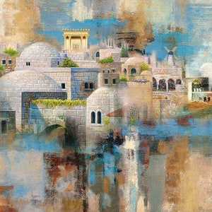 JERUSALEM /Colorful /Judaica Wall Art/ Jewish Modern Art/ Contemporary art/Abstract Large Print/Canvas Prints/Jerusalem Prints/Israel Artist