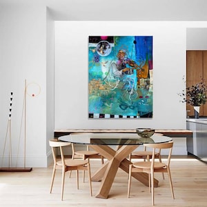 Violinist, Judaica,Jewish Modern Wall Art,Contemporary wall art,Abstract Art Large Print,Inspirational Art,Canvas Prints,Natan cooper,Israel