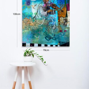 Violinist, Judaica,Jewish Modern Wall Art,Contemporary wall art,Abstract Art Large Print,Inspirational Art,Canvas Prints,Natan cooper,Israel