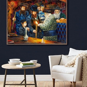 Havdalah Kunst, Shabbat Tischmalerei Kunstdruck, Jejuda Wandkunst, Wohnkultur, Rustikale Jüdische Geschenke, Wand Kunst Leinwanddruck, Sabbat Kunstwerk