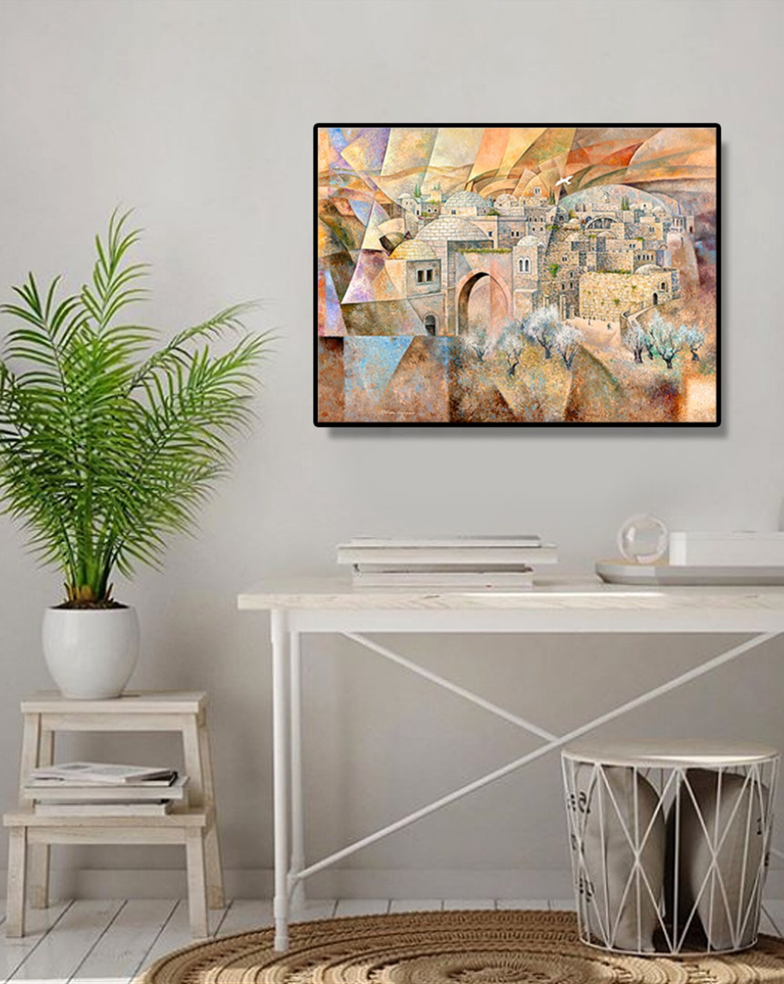 Small Canvas Jerusalem Wall Art Print, Judaica Print, Jewish Modern Art ...