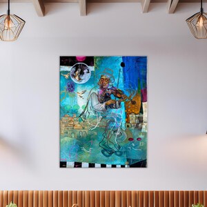 Violinist, Judaica,Jewish Modern Wall Art,Contemporary wall art,Abstract Art Large Print,Inspirational Art,Canvas Prints,Natan cooper,Israel
