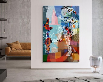 Abstrakte Wand Kunst Druck, große abstrakte Malerei Druck, lebendige Farben Kunst für moderne Wand dekor, blau orange Kunst, Housewarming Geschenk