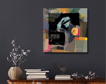 Leonard Cohen Music Art, Contemporary Modern Wall Abstract, Canvas Prints Gift for Music Lovers