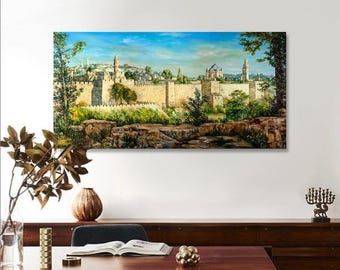 Jerusalem Landscape Canvas Print: Holy Land Jewish Art, Christian Home Decor