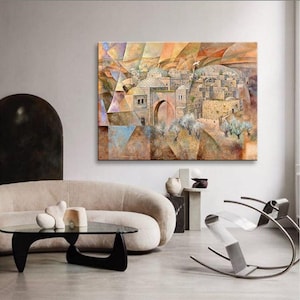 Jerusalem Israel Contemporary Poster, Jewish Wall Art, Hebrew Home Decor, Holy Land Artwork, Bar Mitzvah Gift