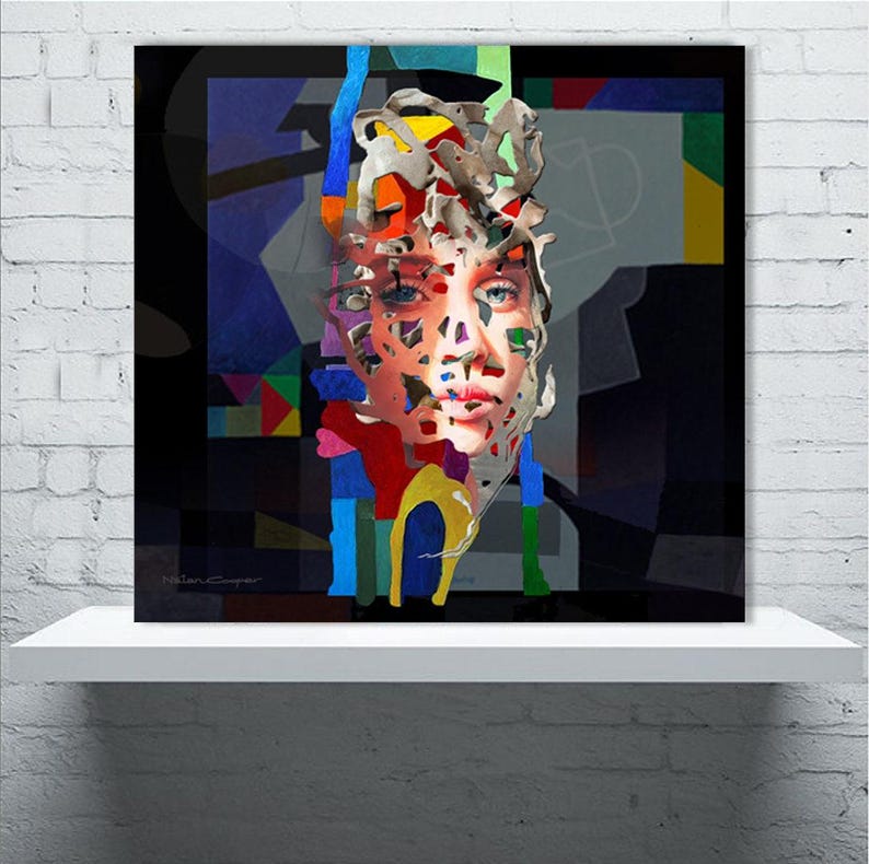 Abstract Blue Eyes Woman Canvas Print: Colorful Modern Wall Art - Etsy