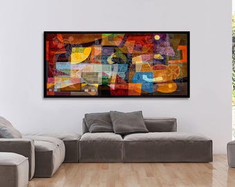 Jerusalem Canvas Print, Colorful Abstract Judaica Wall Art, Jewish Modern Art, Israel Contemporary Art, Housewarming Gift