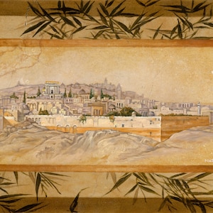 Jerusalem Wall Art Canvas Print, Judaic Realism, Landscape Holy Land Wall Decor, Israel Artist