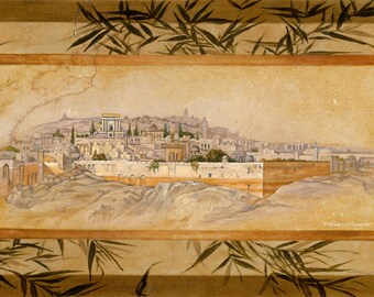 Jerusalem Wall Art Canvas Print, Judaic Realism, Landscape Holy Land Wall Decor, Israel Artist
