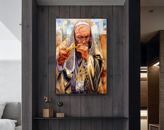 Shofar Canvas Print: Jewish Wall Art by Israel Artist