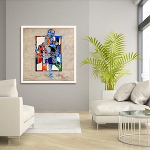 Bright Colorful Abstract Print, Funky Multicolor Contemporary Wall Art, Modern Oil Painting Print, Large Canvas Print Decor