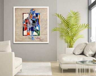 Colorful Abstract Canvas Print: Modern Floating Figures Art