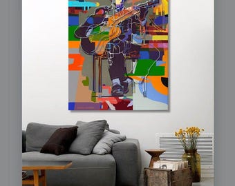 Impresión artística de Leonard Cohen: Arte mural abstracto en lienzo con técnica mixta