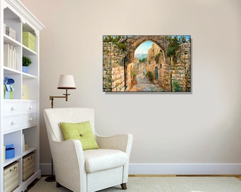 Jerusalem Alley, Jerusalem Landscape, Realistic Judaica Wall Art,Jewish Figure,Realism Fine Art,Canvas Prints,Jerusalem Prints,Israel Artist