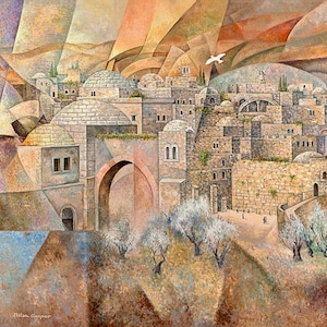 Jerusalem/Judaica Wall Art/Jewish Modern Art/Contemporary art/Canvas Prints/Jerusalem Prints/Israel Artist image 10