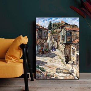 Historical Holy Land Artwork, Oil Painting Art Print, Jerusalem Israel Wall Art, Christian Home Decor