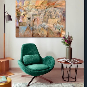 Jerusalem/Judaica Wall Art/Jewish Modern Art/Contemporary art/Canvas Prints/Jerusalem Prints/Israel Artist image 3