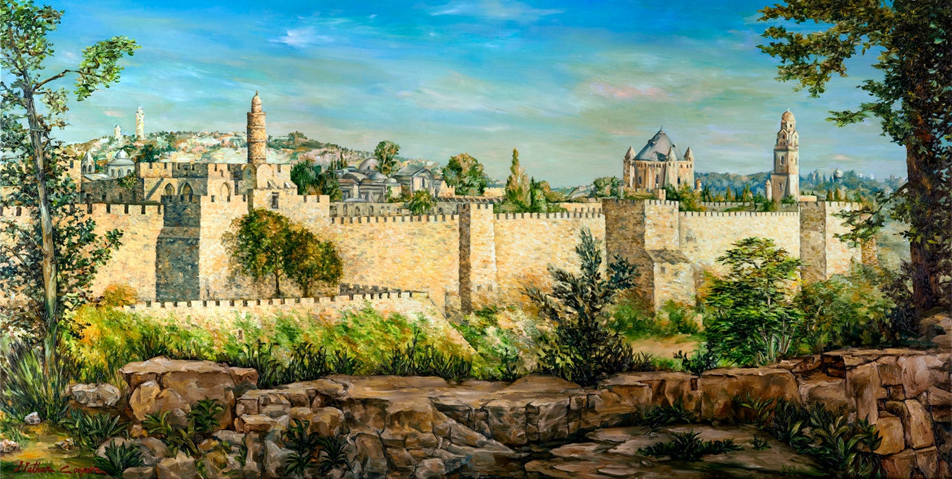 Jerusalem Wall/jerusalem Landscape/realistic Judaica Wall Art/jewish