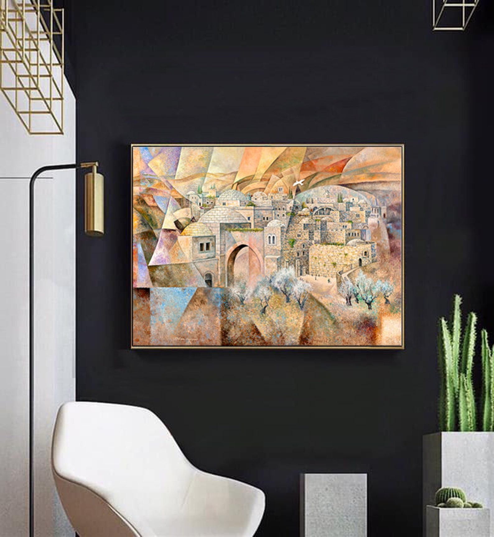 Jerusalem/judaica Wall Art/jewish Modern Art/contemporary Art/small Canvas Prints/jerusalem ...