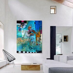 Violinist, Judaica,Jewish Modern Wall Art,Contemporary wall art,Abstract Art Large Print,Inspirational Art,Canvas Prints,Natan cooper,Israel